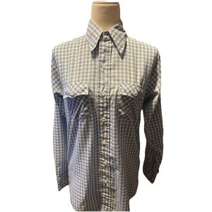 Vtg 1987 Levi's White Tab Western Gingham Pearl Snap Shirt-Made in USA - Sz 20